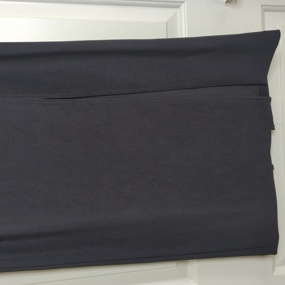 Siasia Stretch Pencil Skirt Vintage 80's Long Midi Front Slit Black - Picture 6 of 11